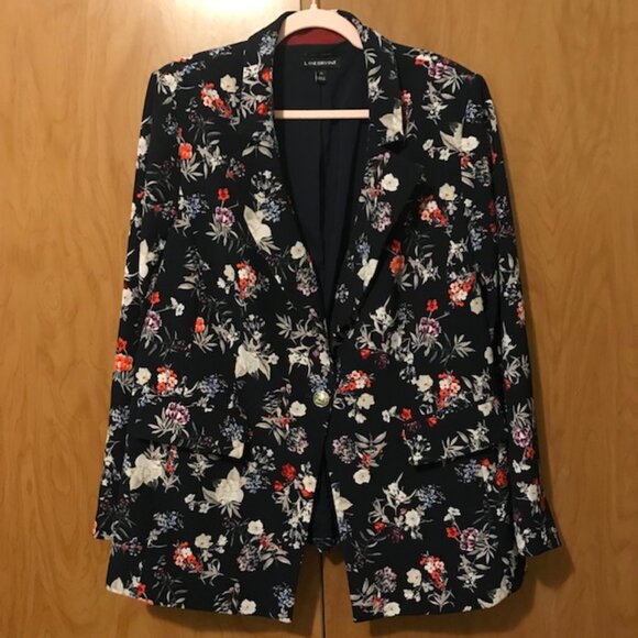 Lane Bryant Women's Plus Size Navy Floral Statement Blazer Size 22 - Picture 2 of 9